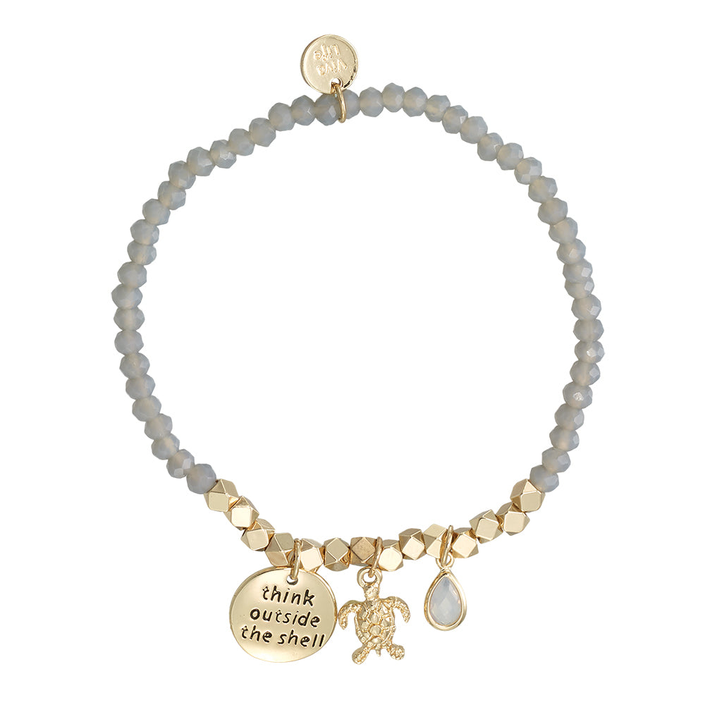 &quot;My Charmed Life&quot; Turtle Charm Crystal Bracelet