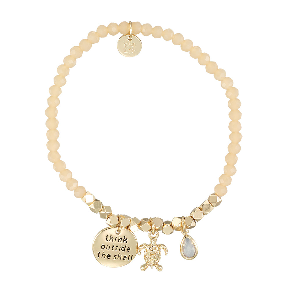 &quot;My Charmed Life&quot; Turtle Charm Crystal Bracelet
