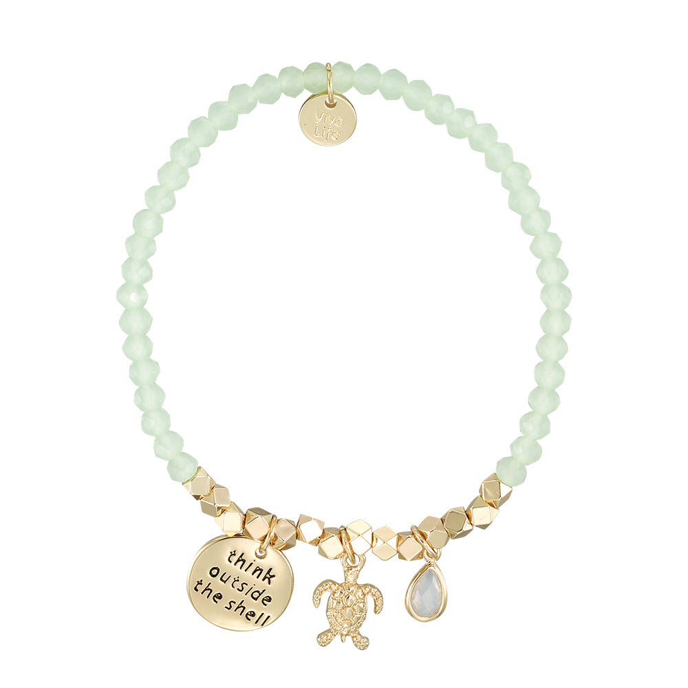 "My Charmed Life" Turtle Charm Crystal Bracelet