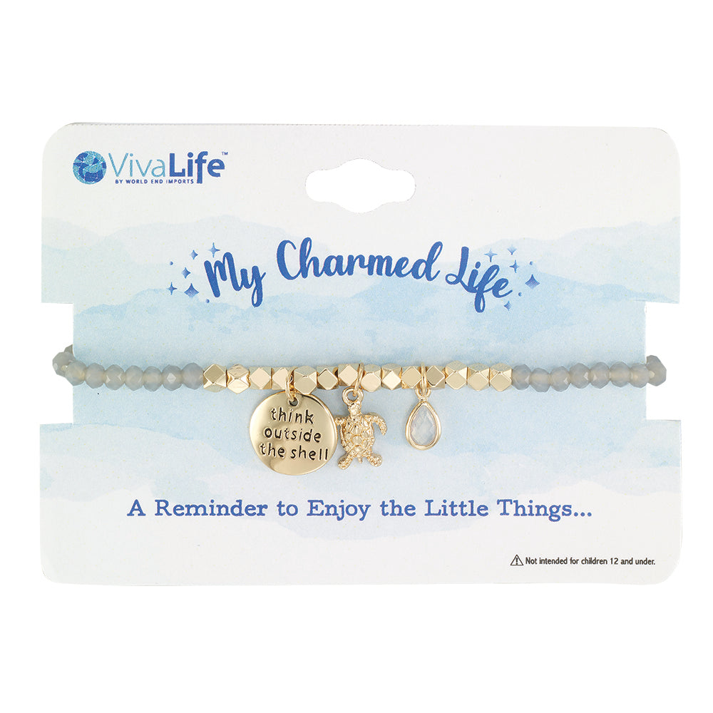 &quot;My Charmed Life&quot; Turtle Charm Crystal Bracelet