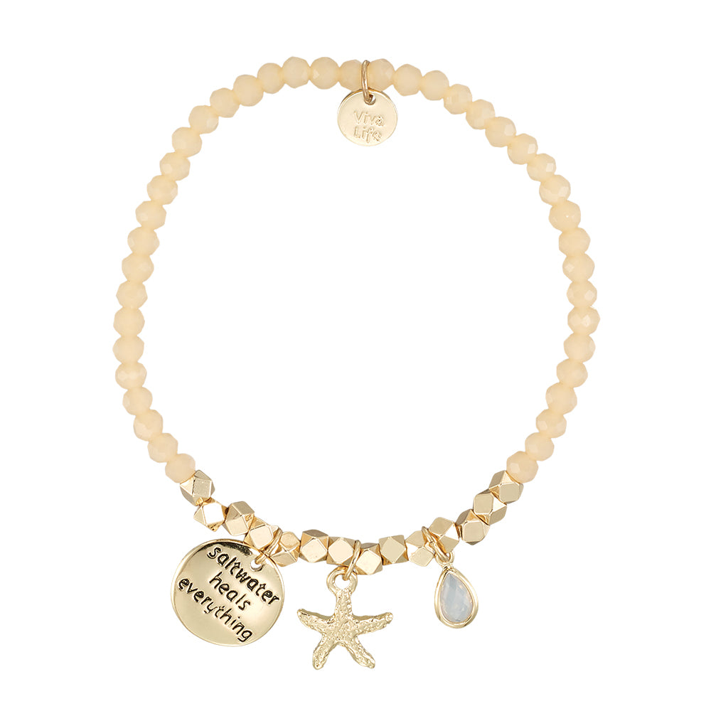 &quot;My Charmed Life&quot; Starfish Charm Crystal Bracelet