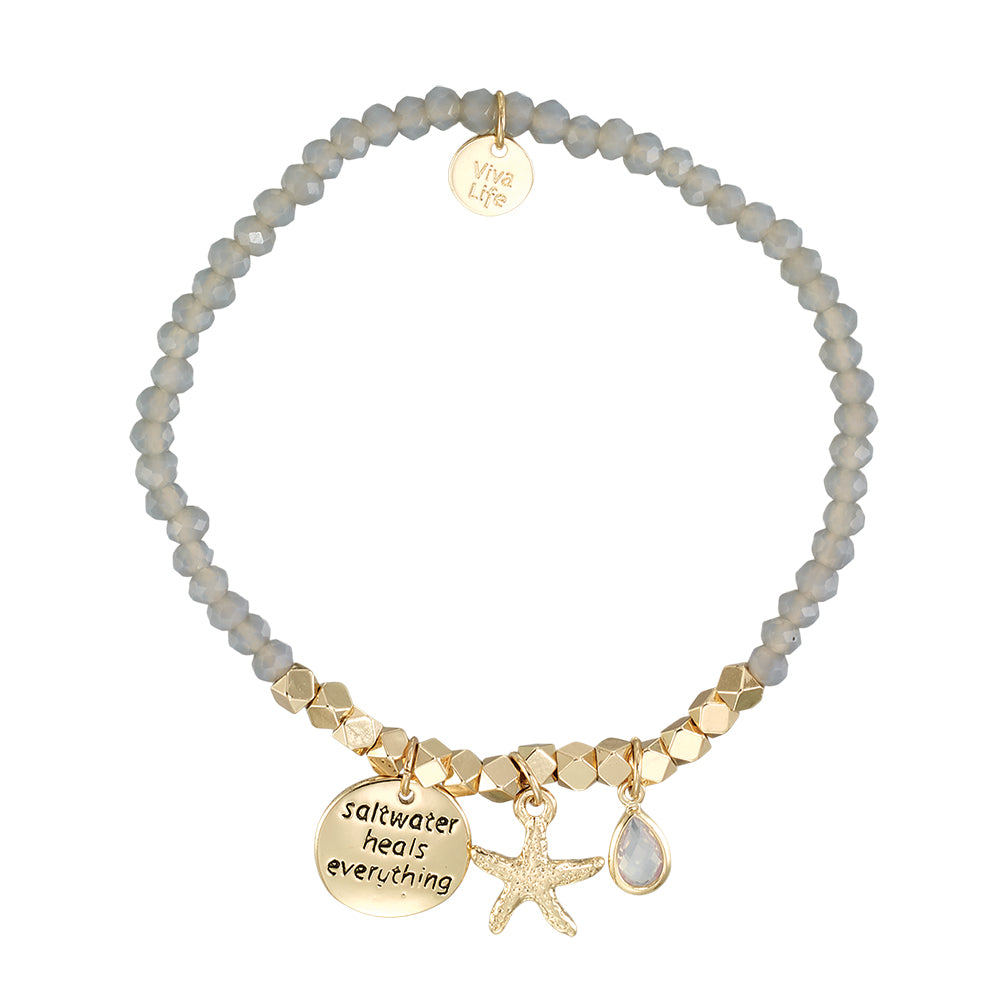 &quot;My Charmed Life&quot; Starfish Charm Crystal Bracelet