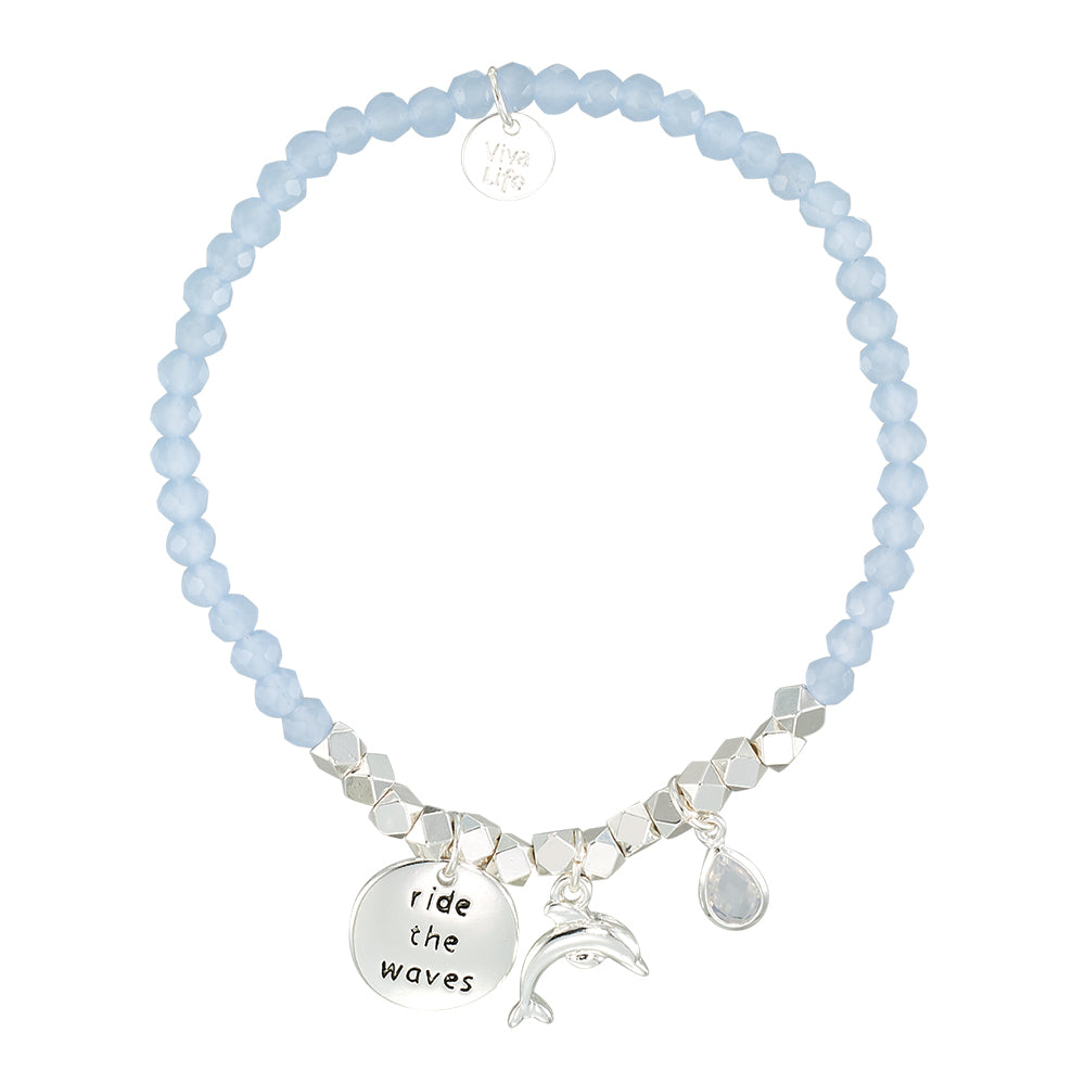 &quot;My Charmed Life&quot; Dolphin Charm Crystal Bracelet