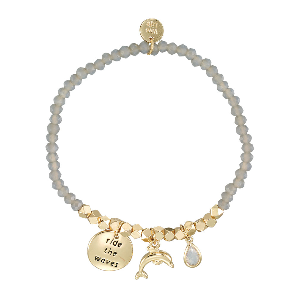 &quot;My Charmed Life&quot; Dolphin Charm Crystal Bracelet