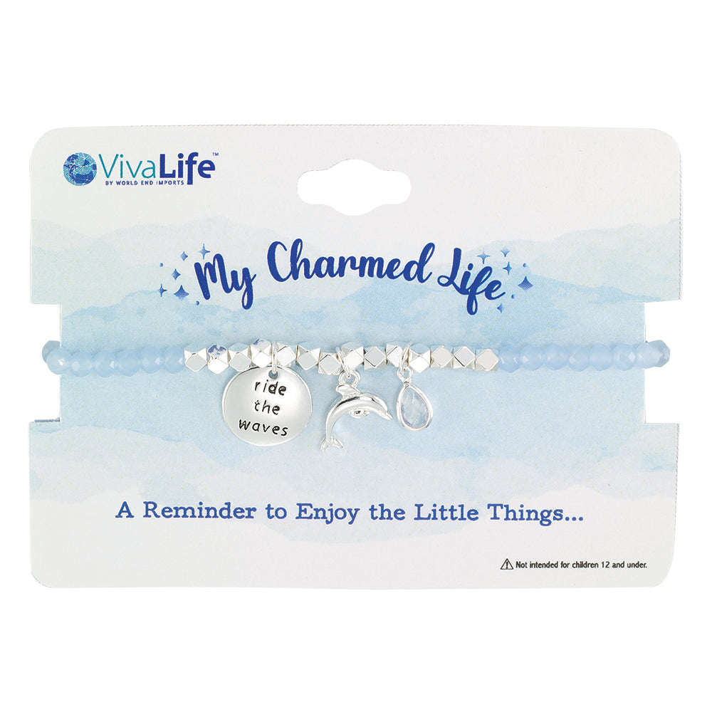&quot;My Charmed Life&quot; Dolphin Charm Crystal Bracelet