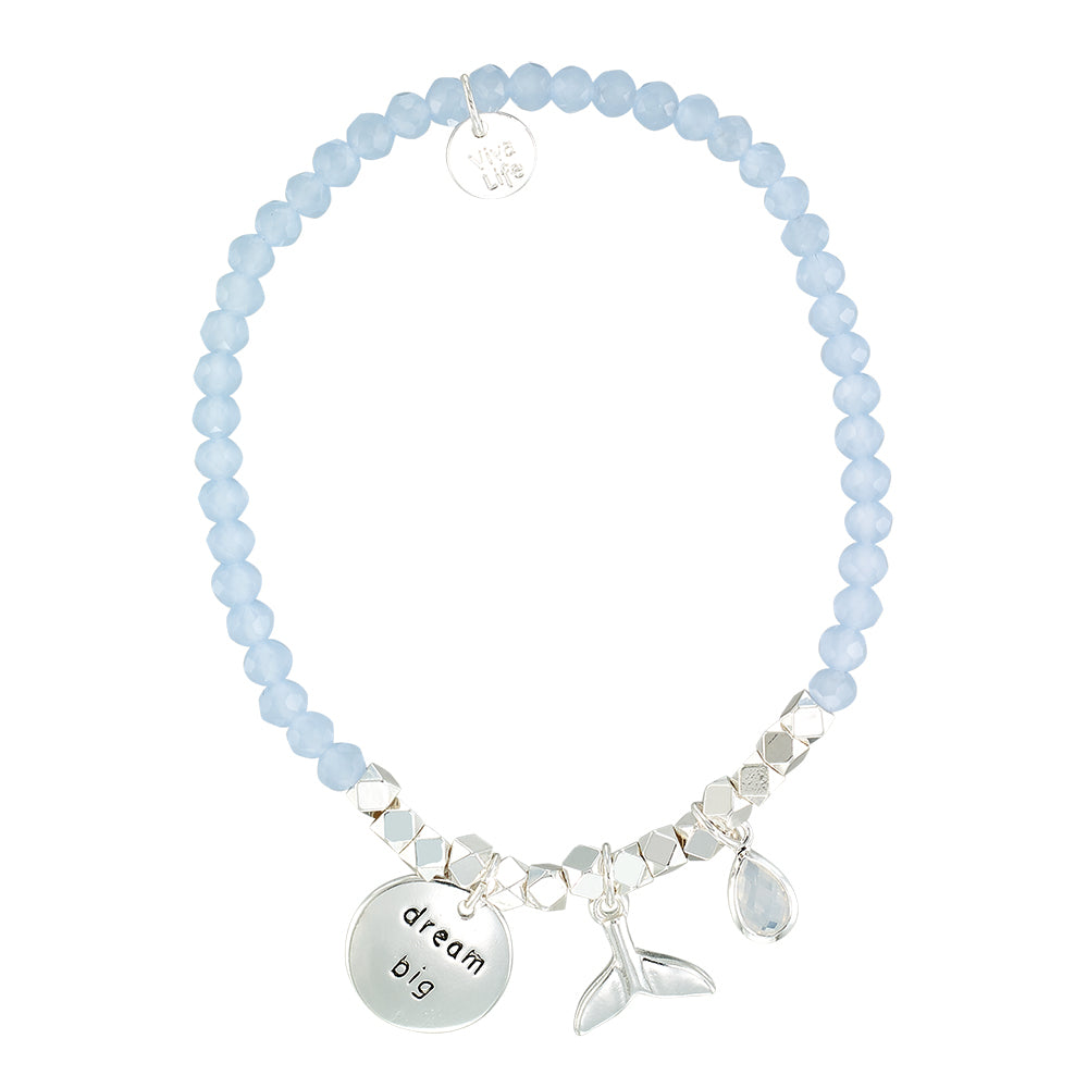 &quot;My Charmed Life&quot; Whale Tail Charm Crystal Bracelet