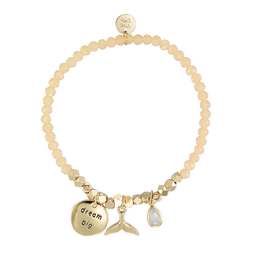 &quot;My Charmed Life&quot; Whale Tail Charm Crystal Bracelet