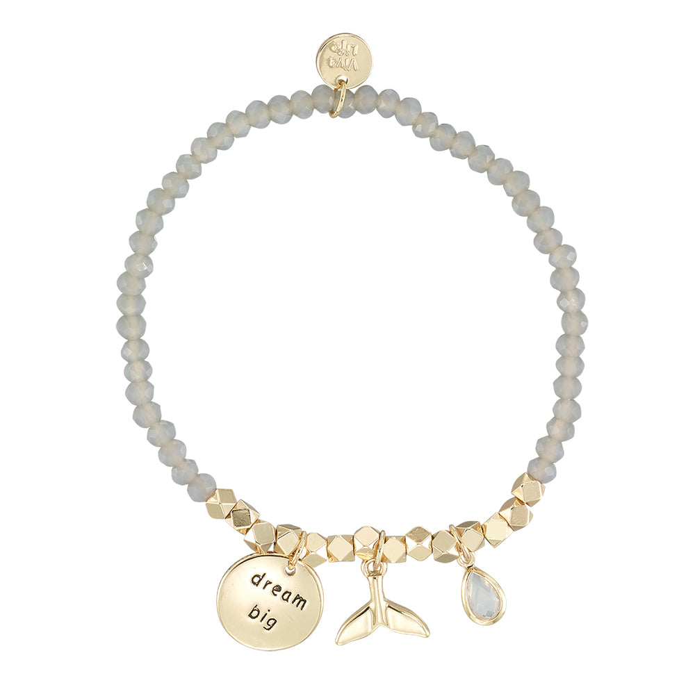 &quot;My Charmed Life&quot; Whale Tail Charm Crystal Bracelet