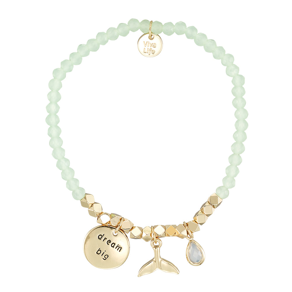 &quot;My Charmed Life&quot; Whale Tail Charm Crystal Bracelet