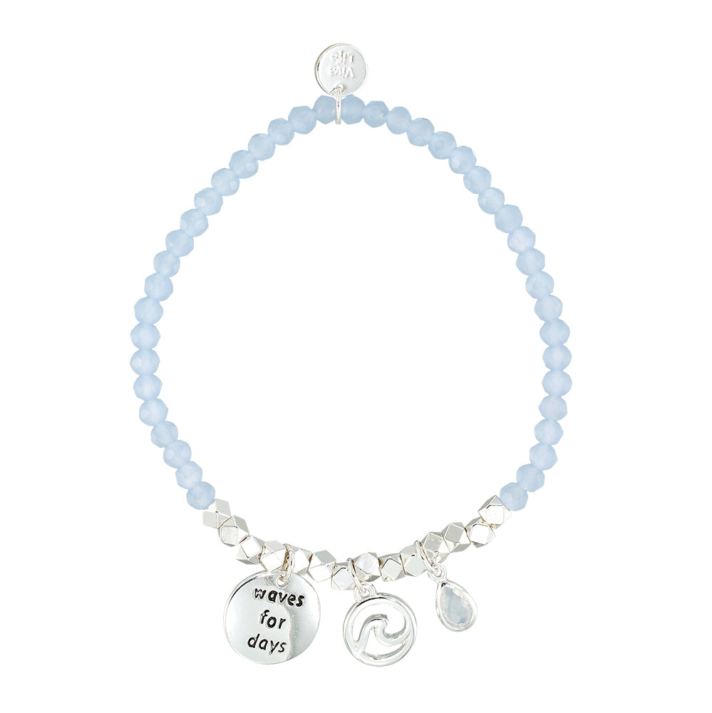 "My Charmed Life" Wave Charm Crystal Bracelet