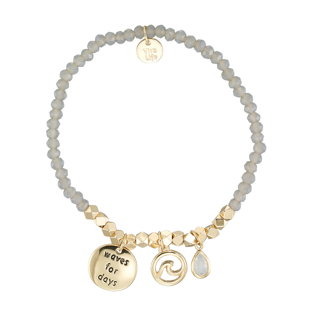 "My Charmed Life" Wave Charm Crystal Bracelet