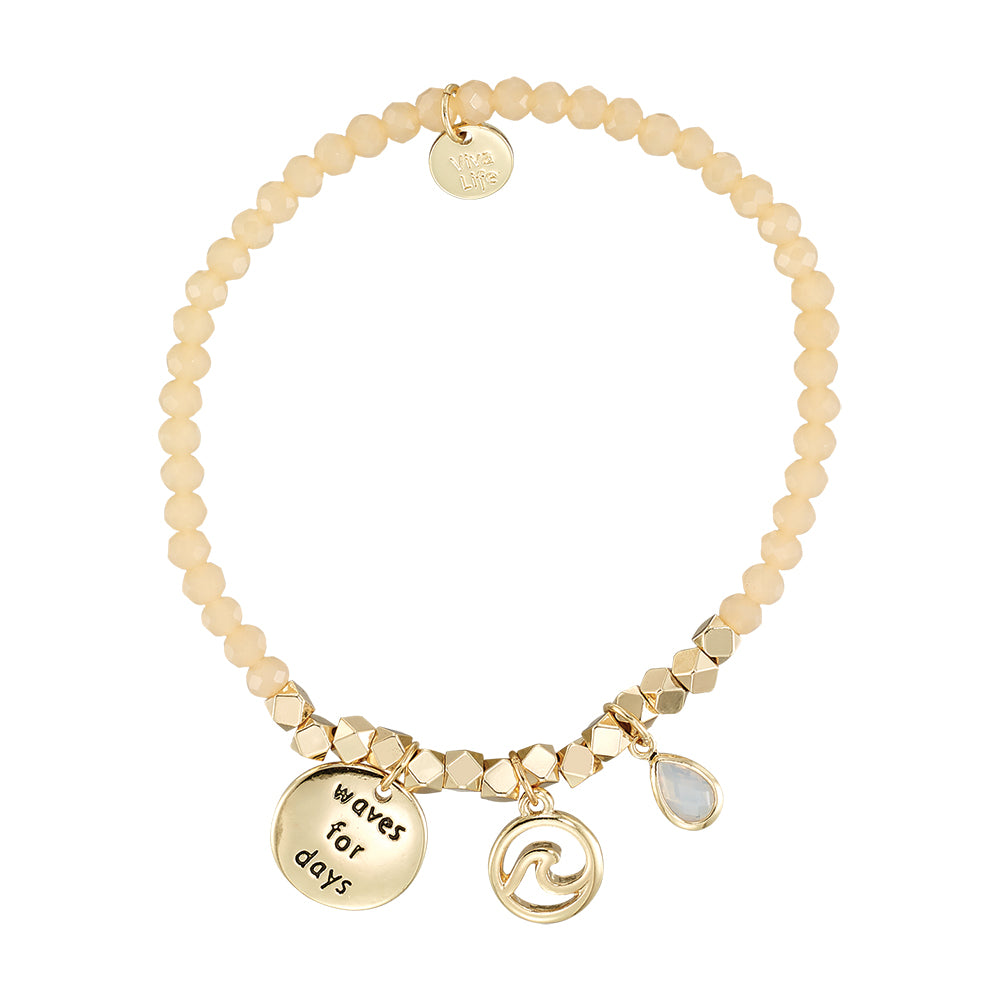 "My Charmed Life" Wave Charm Crystal Bracelet