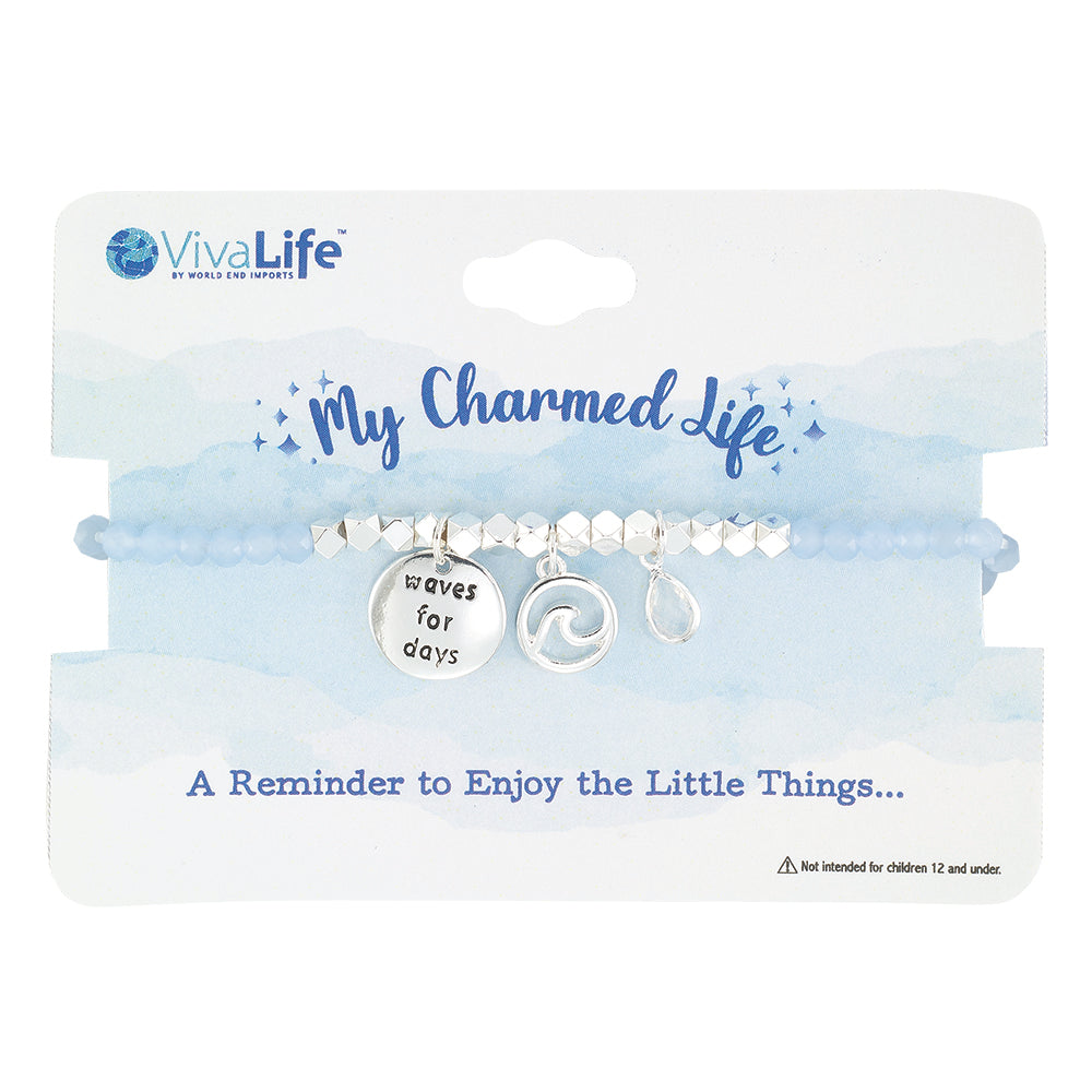 &quot;My Charmed Life&quot; Wave Charm Crystal Bracelet