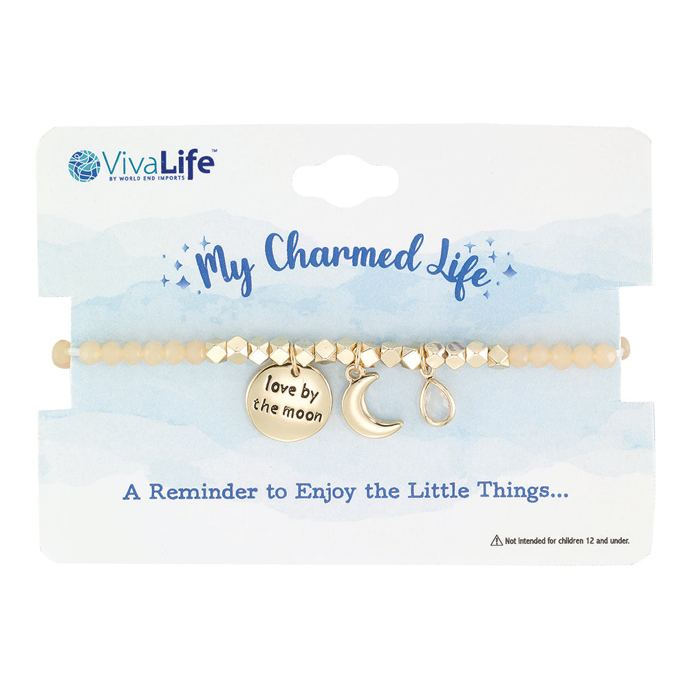 &quot;My Charmed Life&quot; Moon Charm Crystal Bracelet