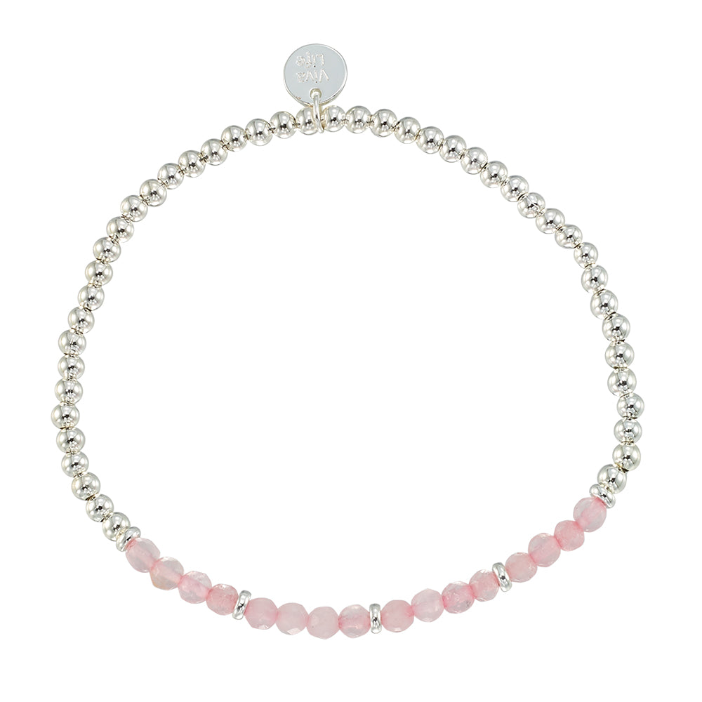Silver Bead Stone Stretch Bracelet