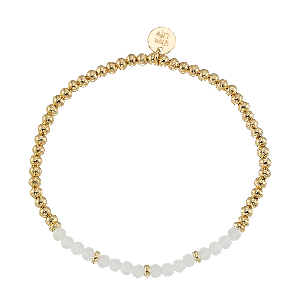 Gold Bead Stone Stretch Bracelet