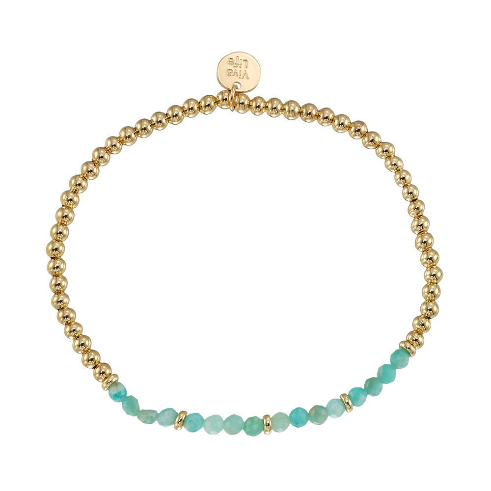 Gold Bead Stone Stretch Bracelet