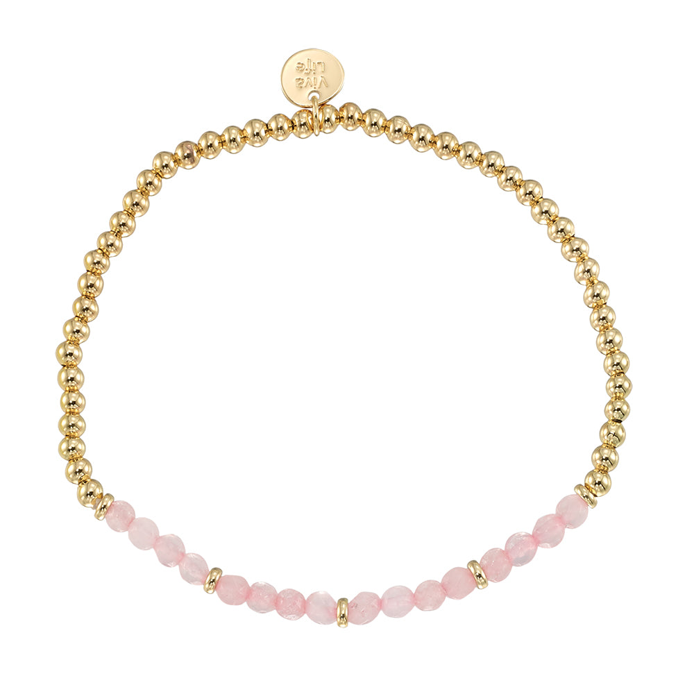 Gold Bead Stone Stretch Bracelet