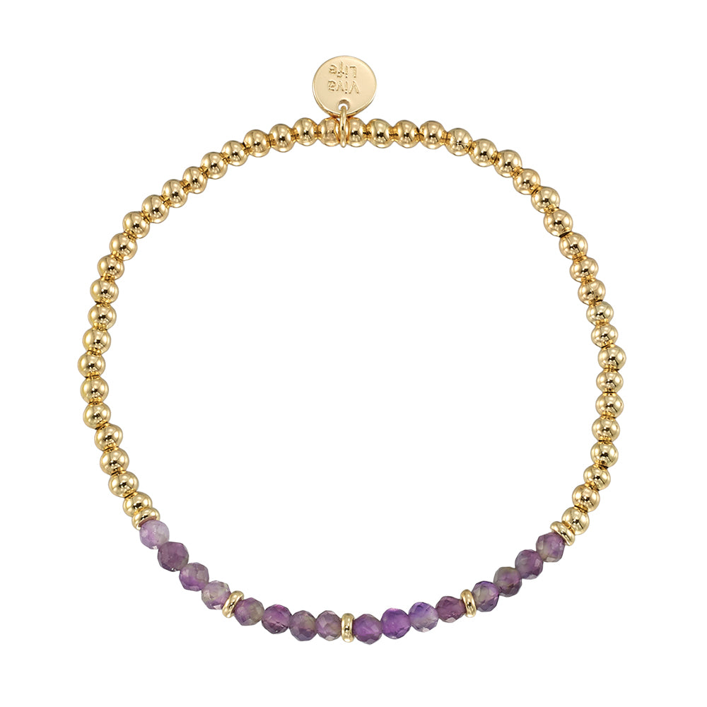 Gold Bead Stone Stretch Bracelet