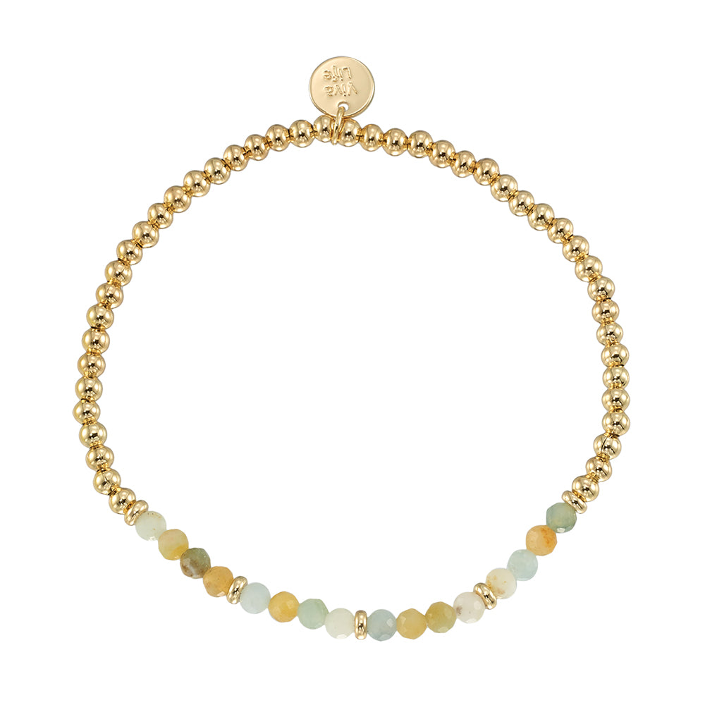 Gold Bead Stone Stretch Bracelet