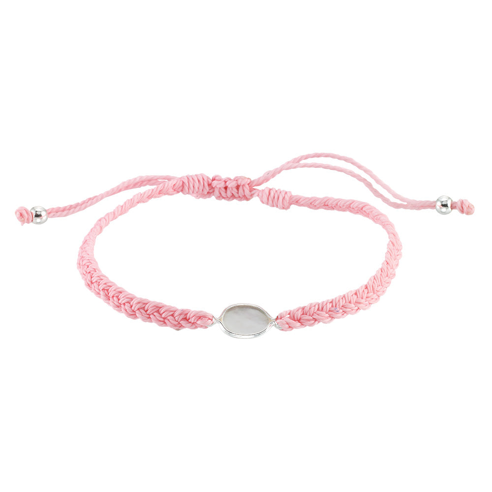 Wax Cord Braided Mother of Pearl Anklet