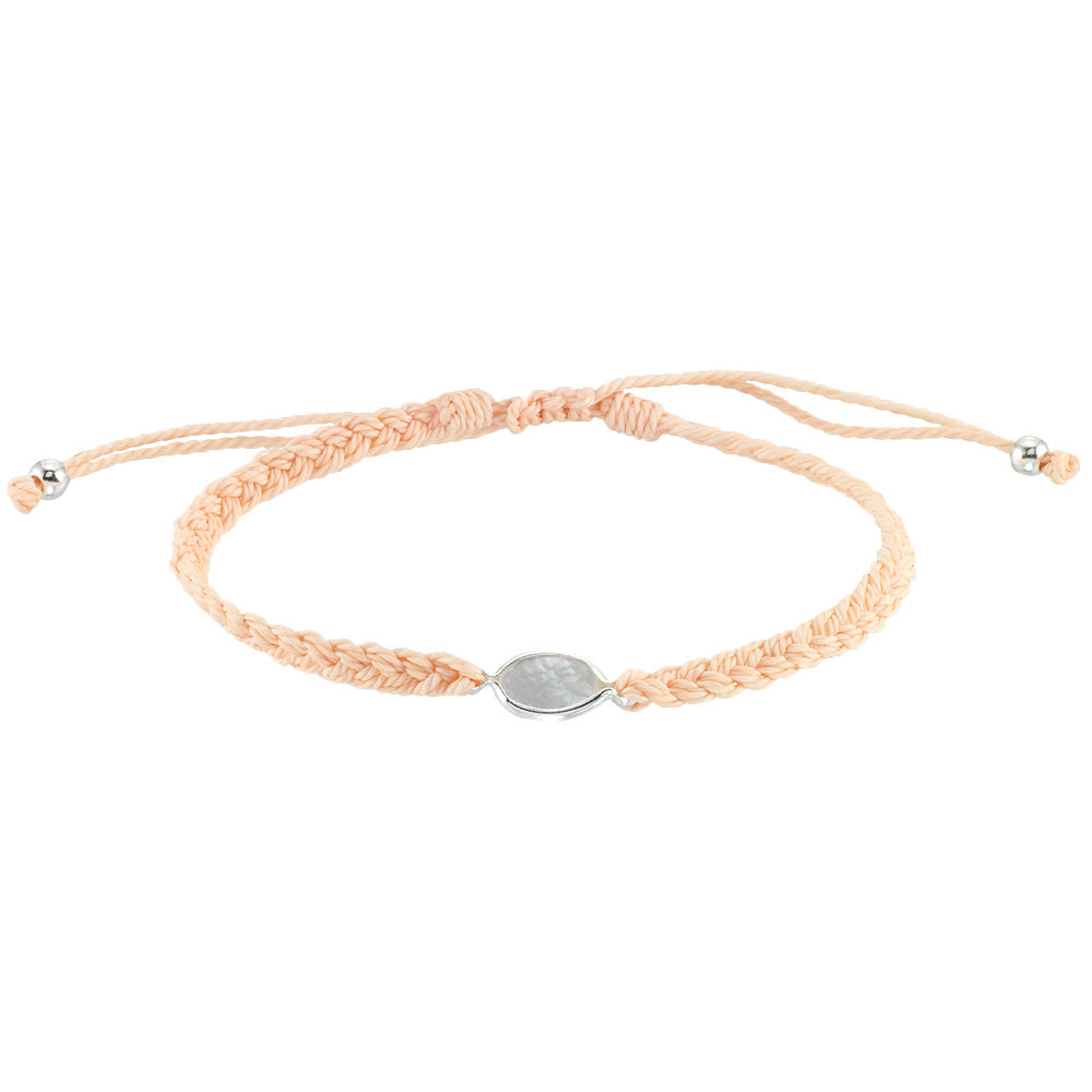 Wax Cord Braided Mother of Pearl Anklet