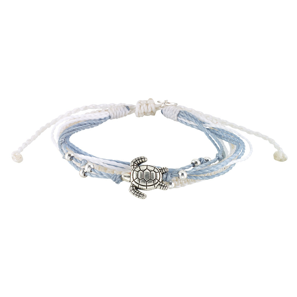 Wax Cord Multiple Strand Metal Turtle Bracelet