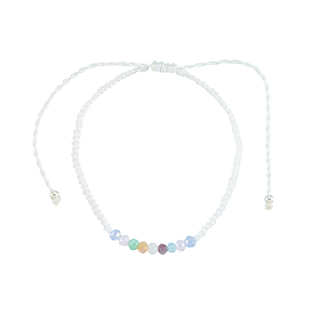 &quot;Live Life In Color&quot; Faceted Crystal Shiny Cord Bracelet Set