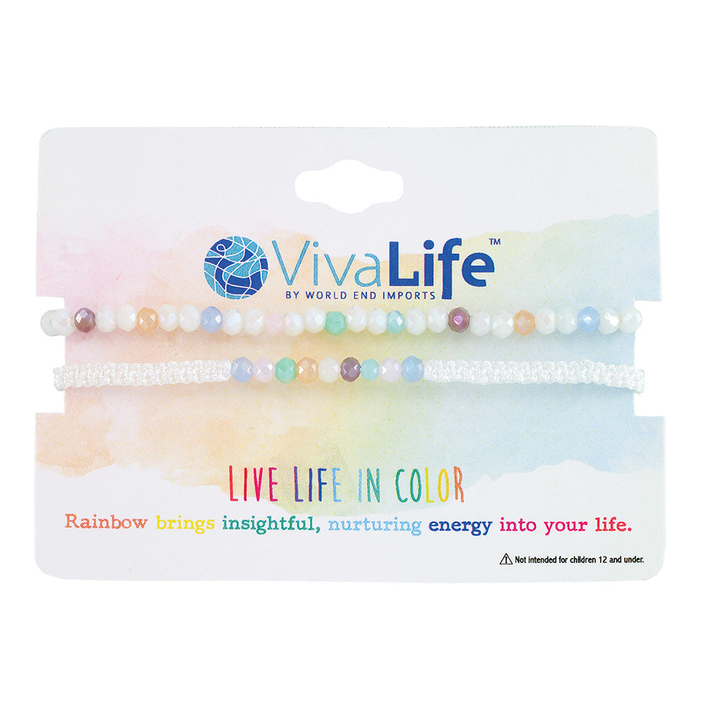 &quot;Live Life In Color&quot; Faceted Crystal Shiny Cord Bracelet Set