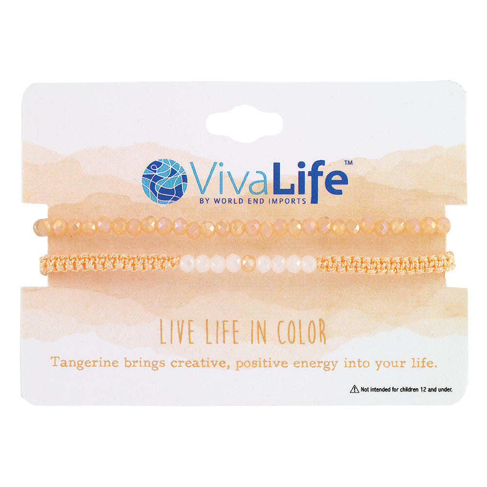 "Live Life In Color" Faceted Crystal Shiny Cord Bracelet Set
