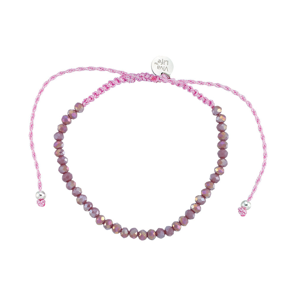 "Live Life In Color" Faceted Crystal Shiny Cord Bracelet Set