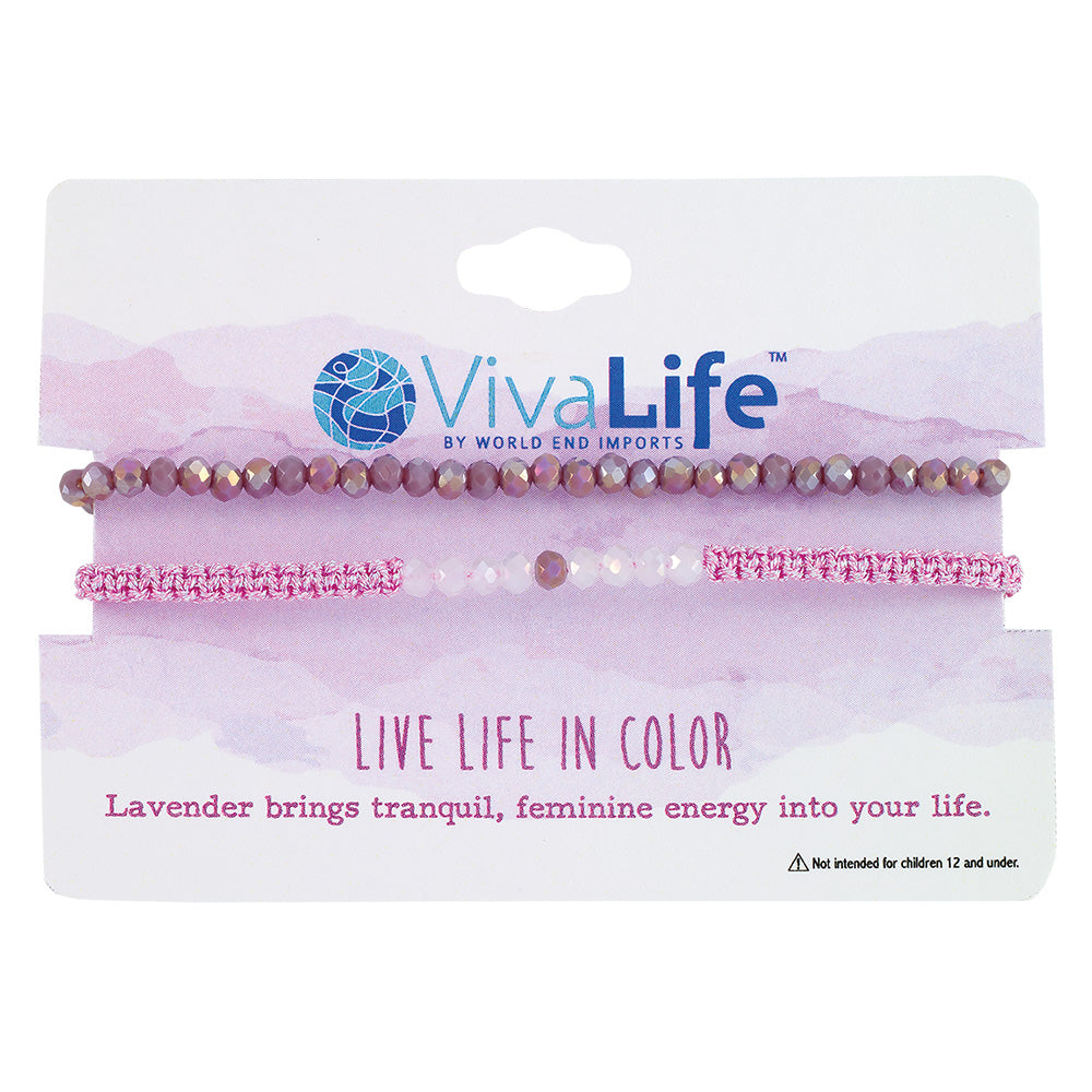 "Live Life In Color" Faceted Crystal Shiny Cord Bracelet Set