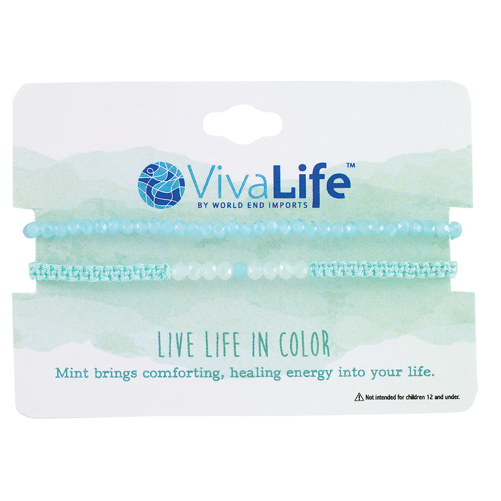 "Live Life In Color" Faceted Crystal Shiny Cord Bracelet Set