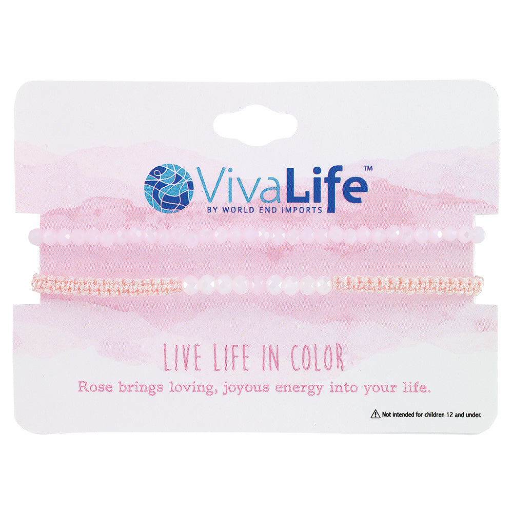 &quot;Live Life In Color&quot; Faceted Crystal Shiny Cord Bracelet Set