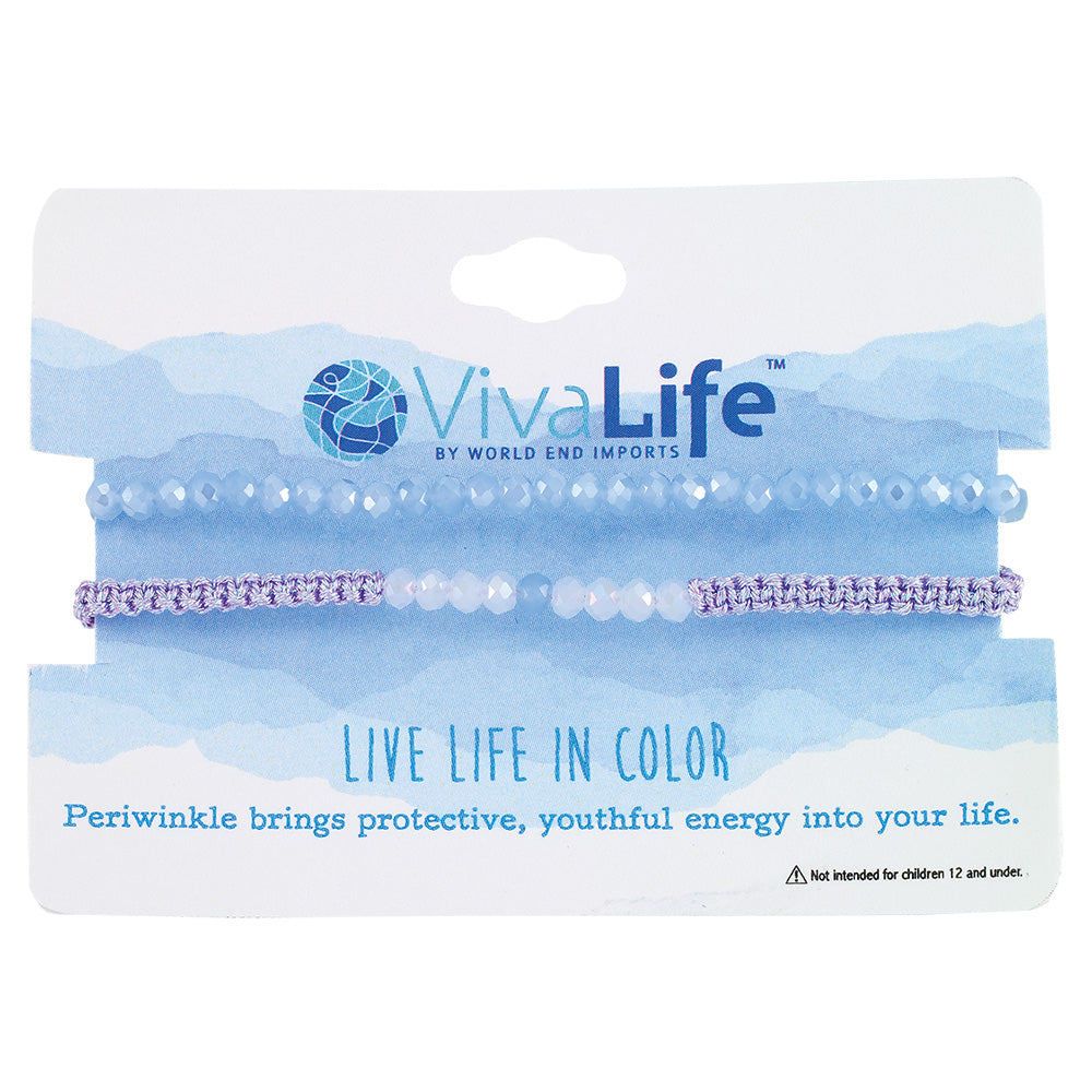 &quot;Live Life In Color&quot; Faceted Crystal Shiny Cord Bracelet Set