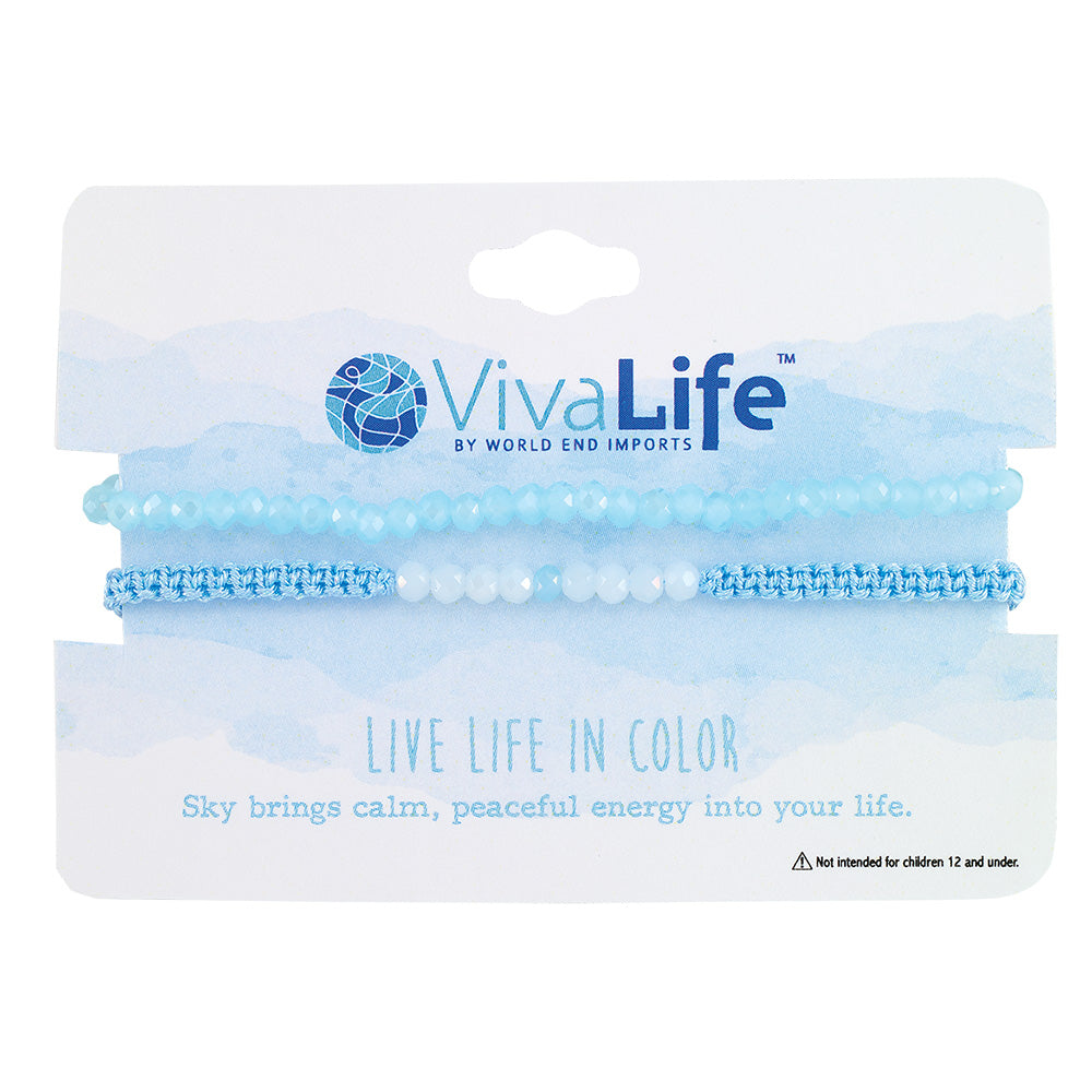 "Live Life In Color" Faceted Crystal Shiny Cord Bracelet Set