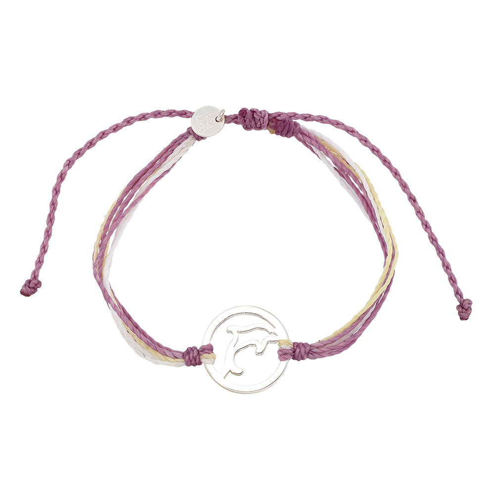 Wax Cord Dophin Circle Charm Bracelet