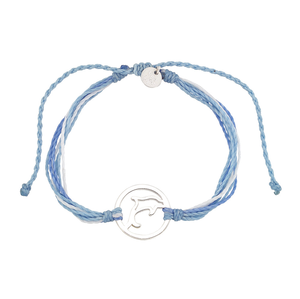 Wax Cord Dophin Circle Charm Bracelet