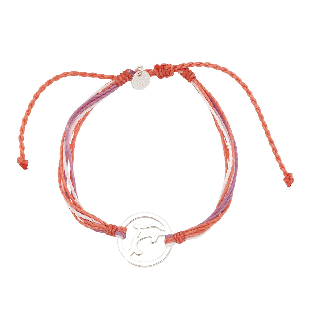 Wax Cord Dophin Circle Charm Bracelet