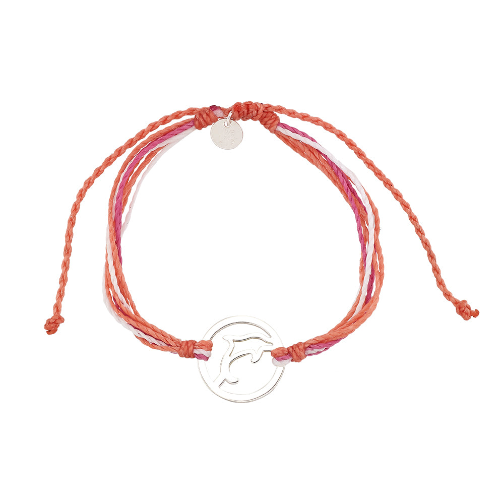 Wax Cord Dophin Circle Charm Bracelet