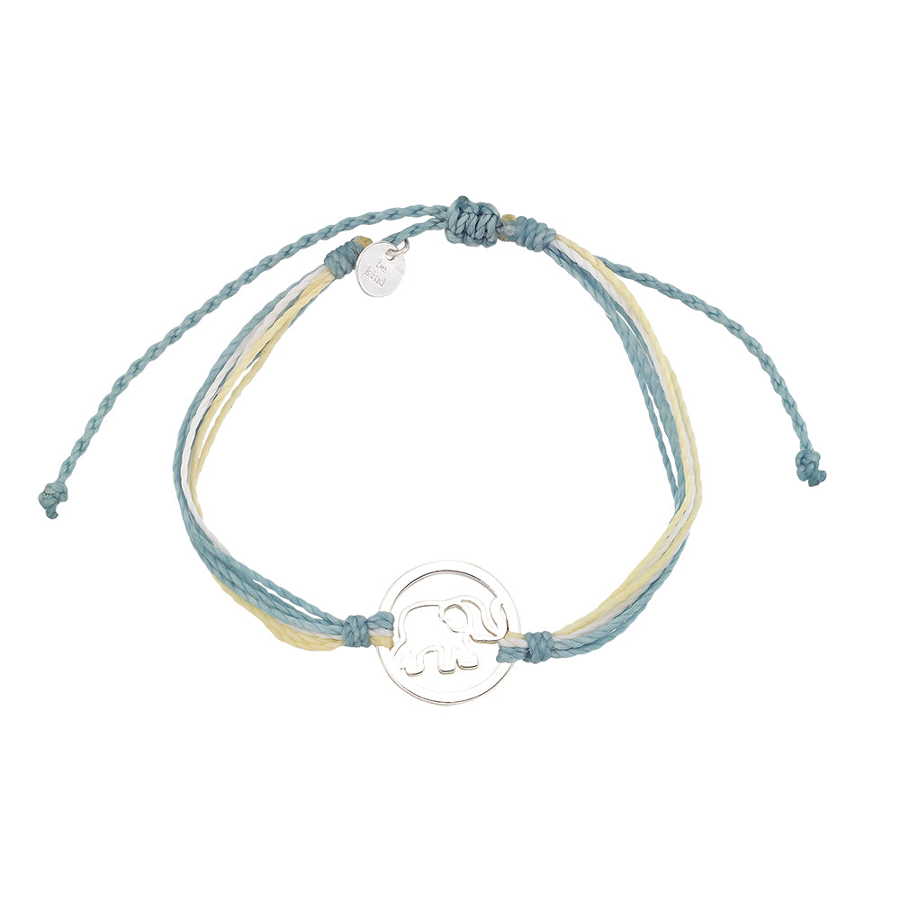 Wax Cord Elephant Circle Charm Bracelet