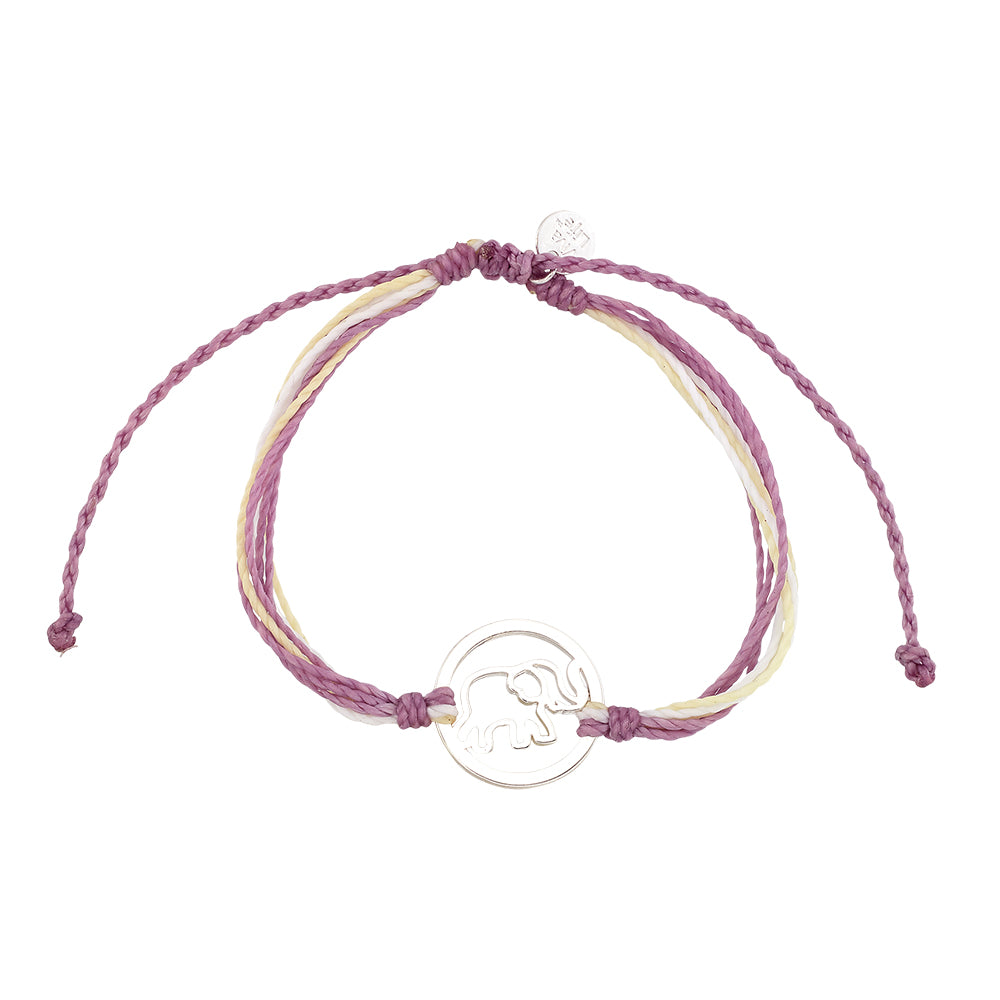 Wax Cord Elephant Circle Charm Bracelet