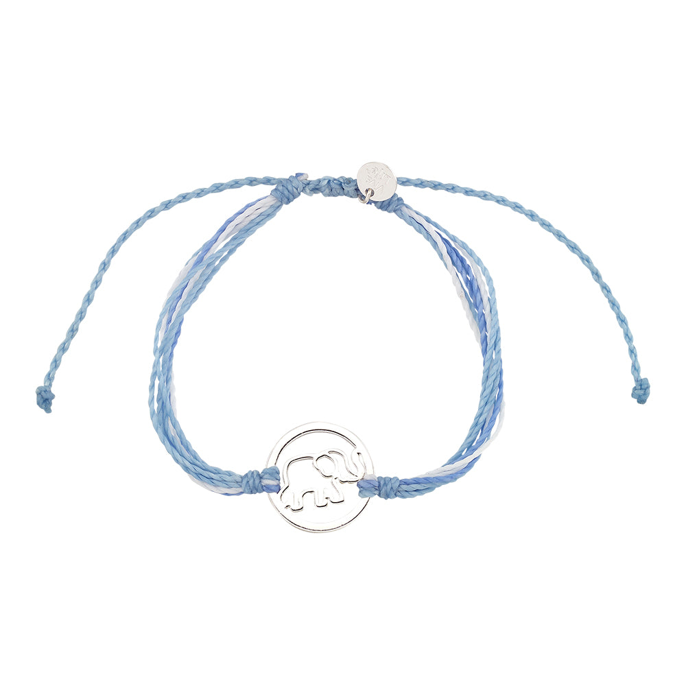 Wax Cord Elephant Circle Charm Bracelet