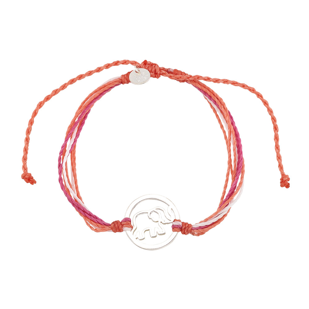 Wax Cord Elephant Circle Charm Bracelet