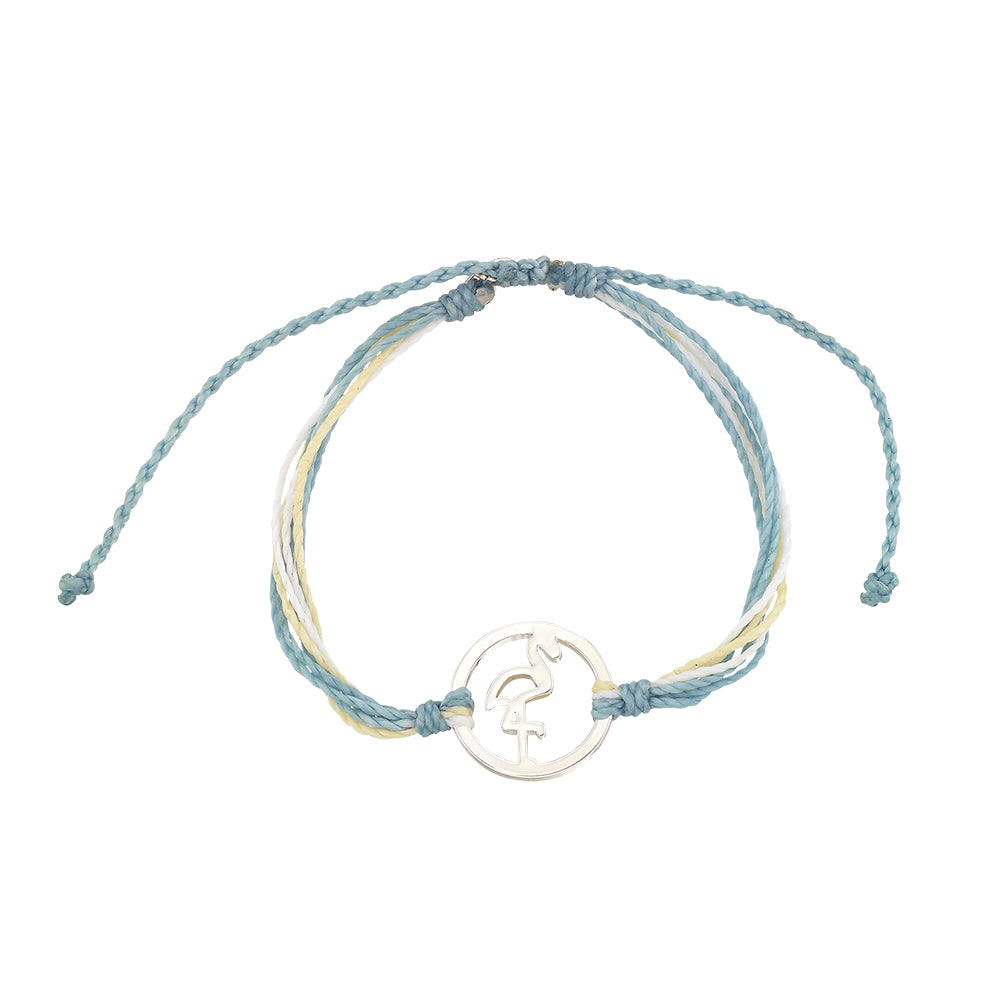 Wax Cord Flamingo Circle Charm Bracelet