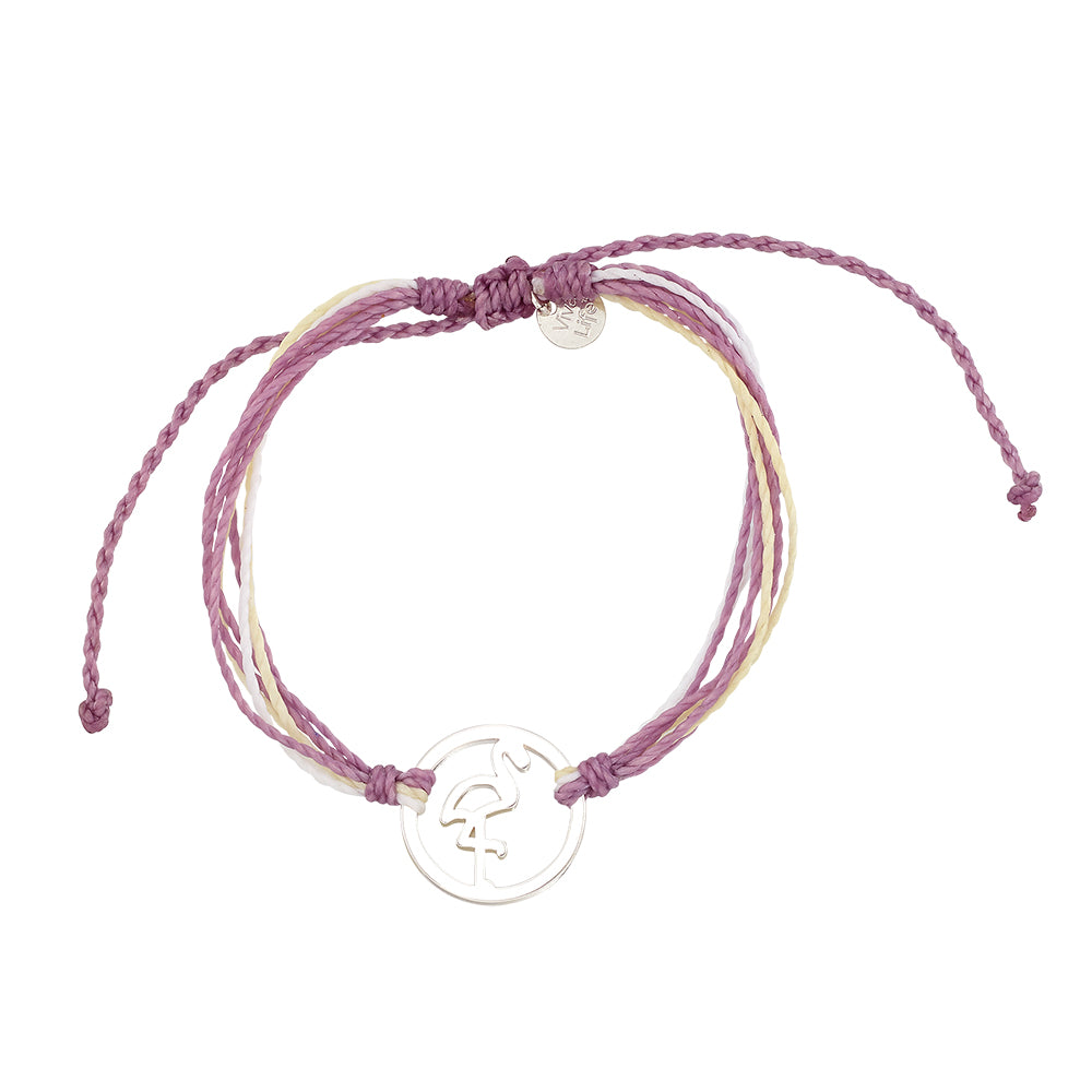 Wax Cord Flamingo Circle Charm Bracelet