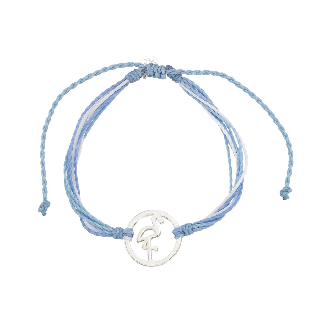 Wax Cord Flamingo Circle Charm Bracelet