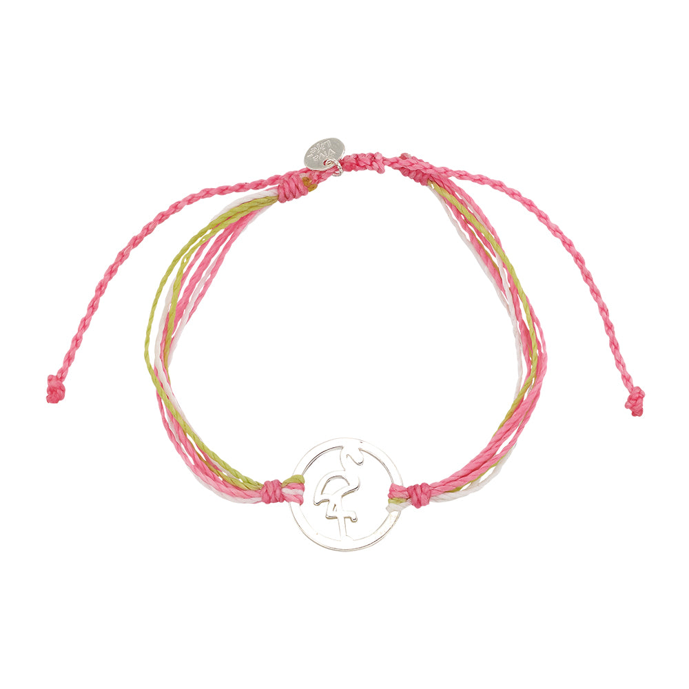 Wax Cord Flamingo Circle Charm Bracelet