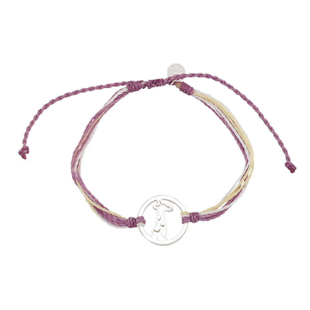 Wax Cord Giraffe Circle Charm Bracelet