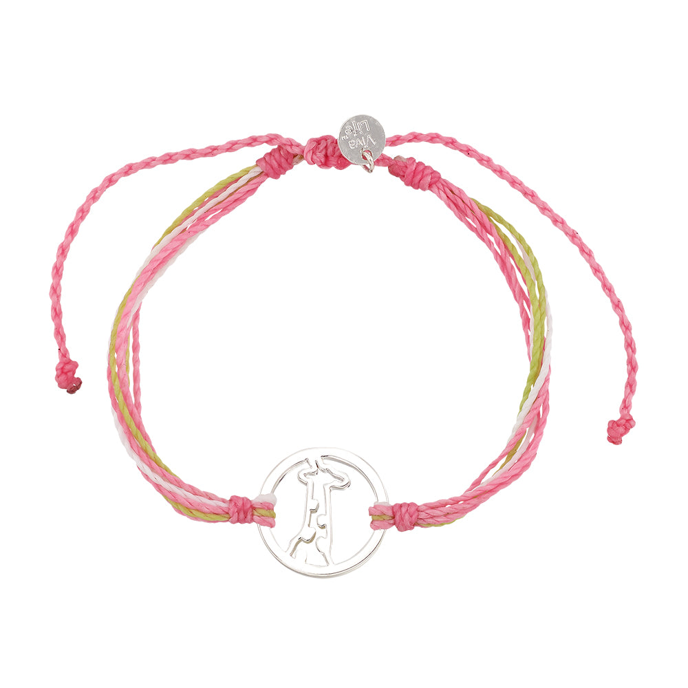 Wax Cord Giraffe Circle Charm Bracelet